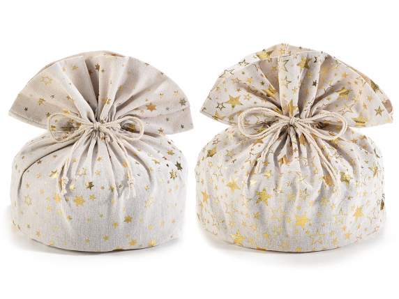 Cloth Panettone Bag with Golden Star Print