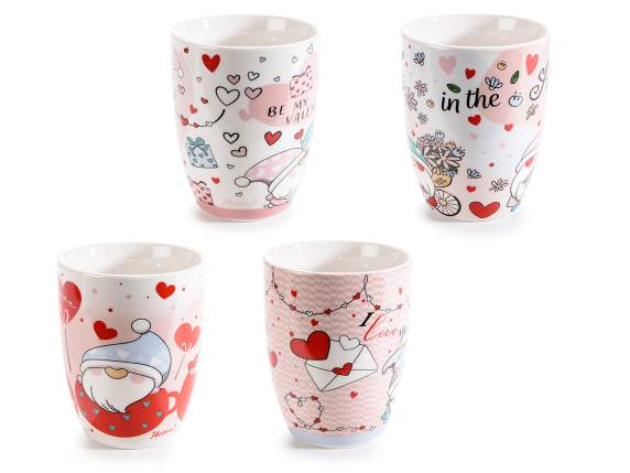 Porcelain cup Gnomes in love in conf. gift