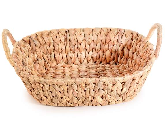 Woven hyacinth basket with handles