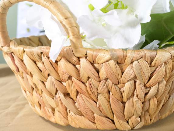 Woven hyacinth basket with handles