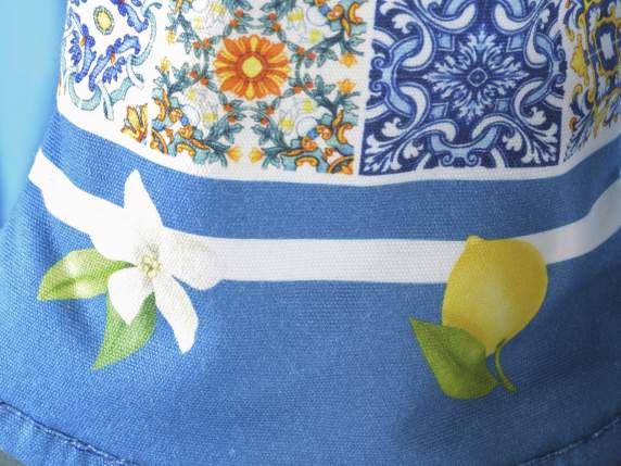 Kitchen glove and pot holder set in Citrus printed cotton