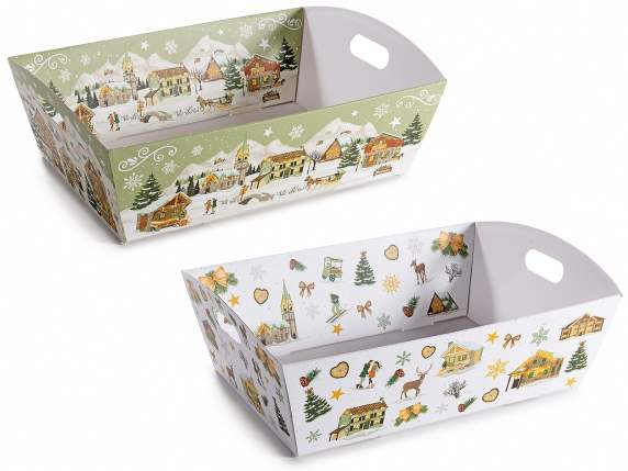 Medium paper tray with handles and Christmas decorations