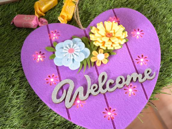 Colorful cloth decoration with hanging LED lights