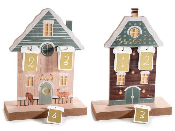 Wooden house-shaped advent calendar