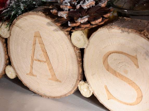 Centrotavola legno con 4 portacandela vetro e scritta XMAS