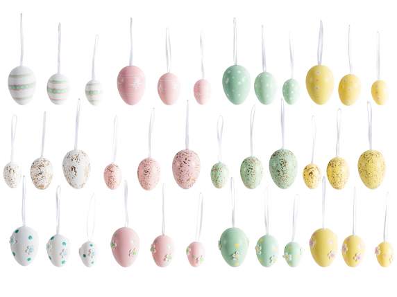 Pack de 16 œufs artificiels à accrocher dans un sac organza