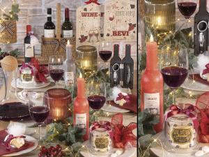 Allestimento tema vino con accessori decorativi