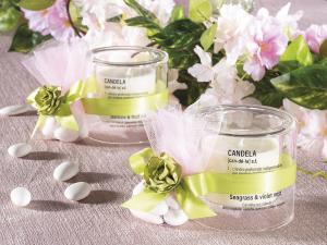 Bomboniera elegante con candela per matrimonio
