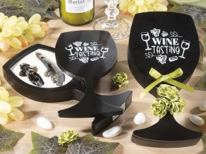 Bomboniera set accessori vino bicchiere