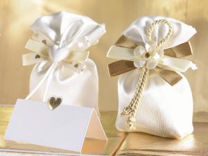 Gold wedding silk bag