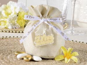 Golden wedding celebratory favor bag