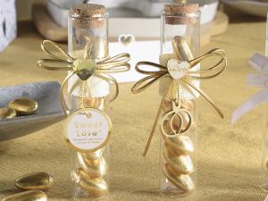 Golden wedding: test tube for confetti