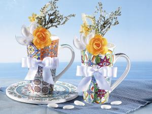 Majolica cup, colorful summer favor