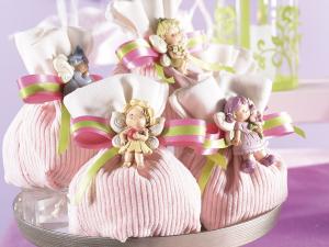 Pink favor: ribbons and fairies