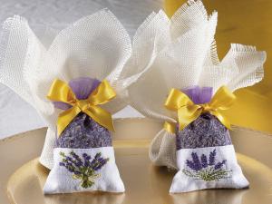 Sacchetti bomboniere cotone e organza lavanda