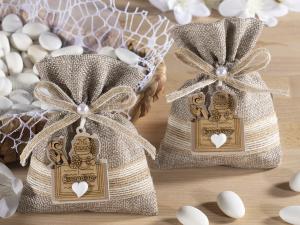 Sacchetti bomboniere juta per Comunione e Cresima