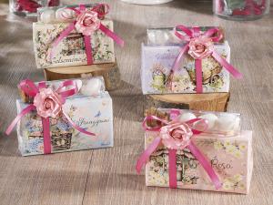 Scented soap with confetti and floral bow
