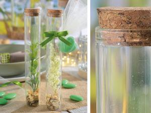 Test tube with green, eco-friendly wedding favor p