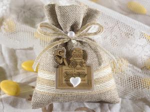 ecru wooden communion bag for wedding favors