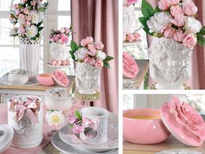 elegantes weiß-rosa Hochzeits-Setup