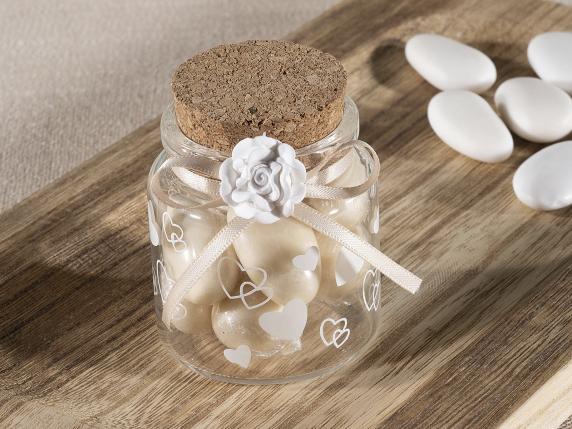 Grossiste cadeaux de mariage bocal en verre coeur liège