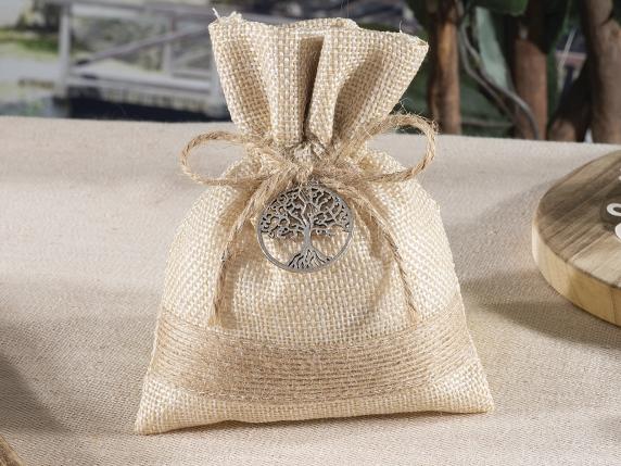 Porte-confettis en jute pour cadeaux de mariage en gros arbre de vie