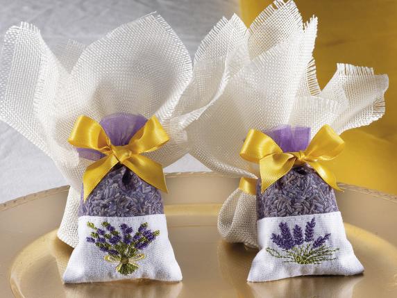 Sacs cadeaux de mariage en coton et organza en gros avec broderie