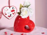 vasi a cuore con rose artificiali