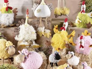Poules et moutons décoratifs