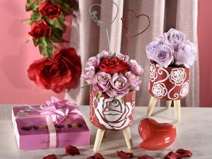 Valentine's Day vases and flowers