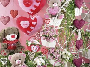 idee allestimento vetrina cuori fiori