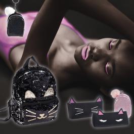 Accesorios de moda, armonía negro y rosa.