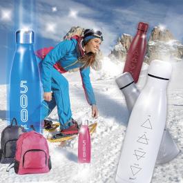 Bouteilles, mode dans la neige