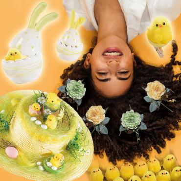 Ostern, Küken und Gläser