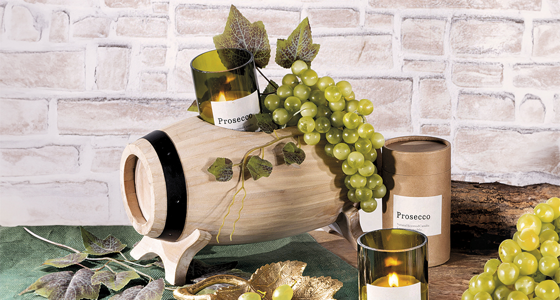 Configuración de escaparate con temática de vino