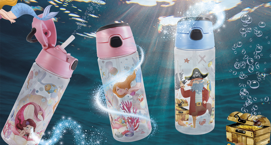 Botellas de agua y biberones infantiles.