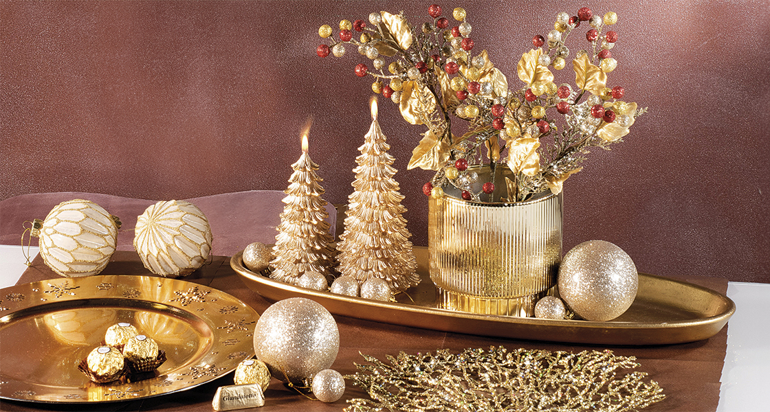 Centre de table doré de Noël
