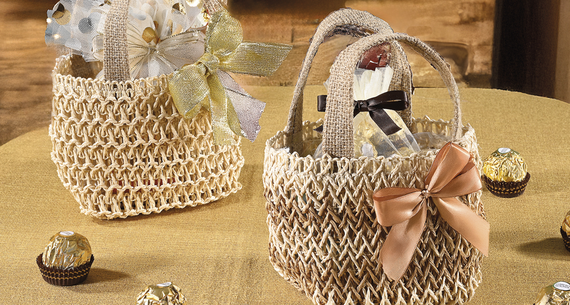 Woven baskets with bow