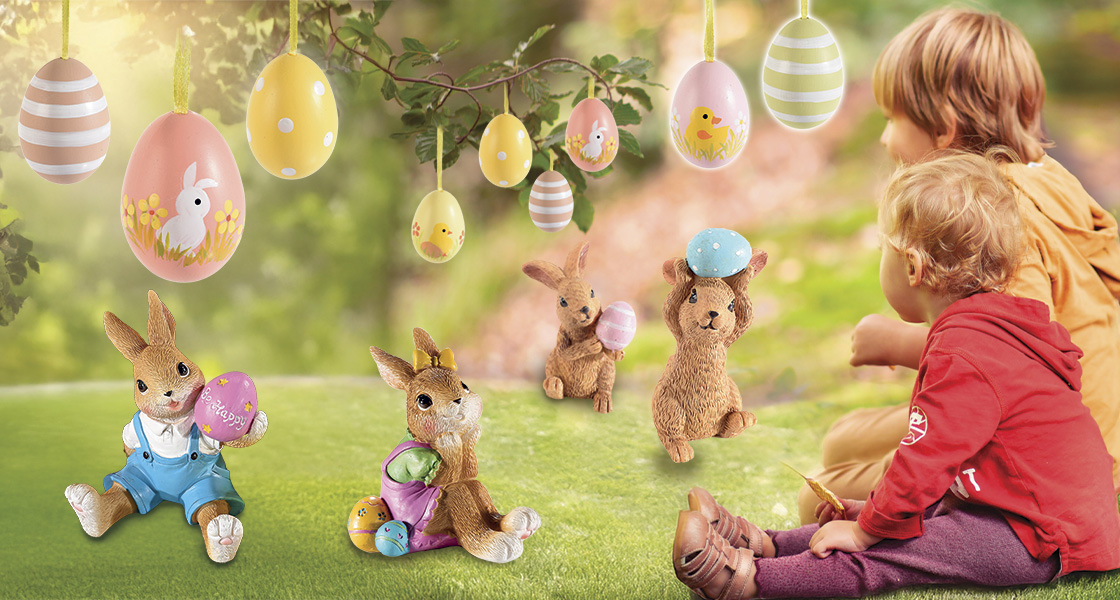 Gli addobbi per la vetrina di Pasqua