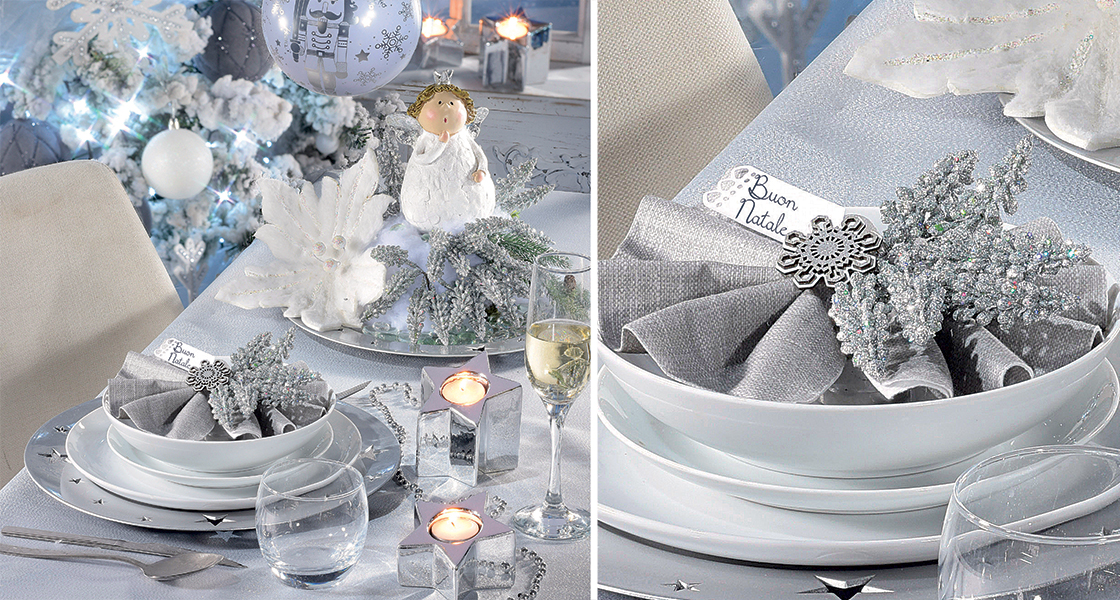 allestimento tavola natale argento