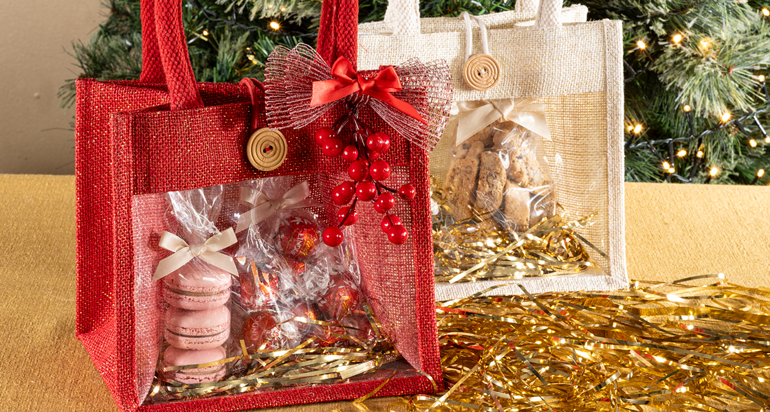 Sacs cadeaux de Noël avec fenêtre