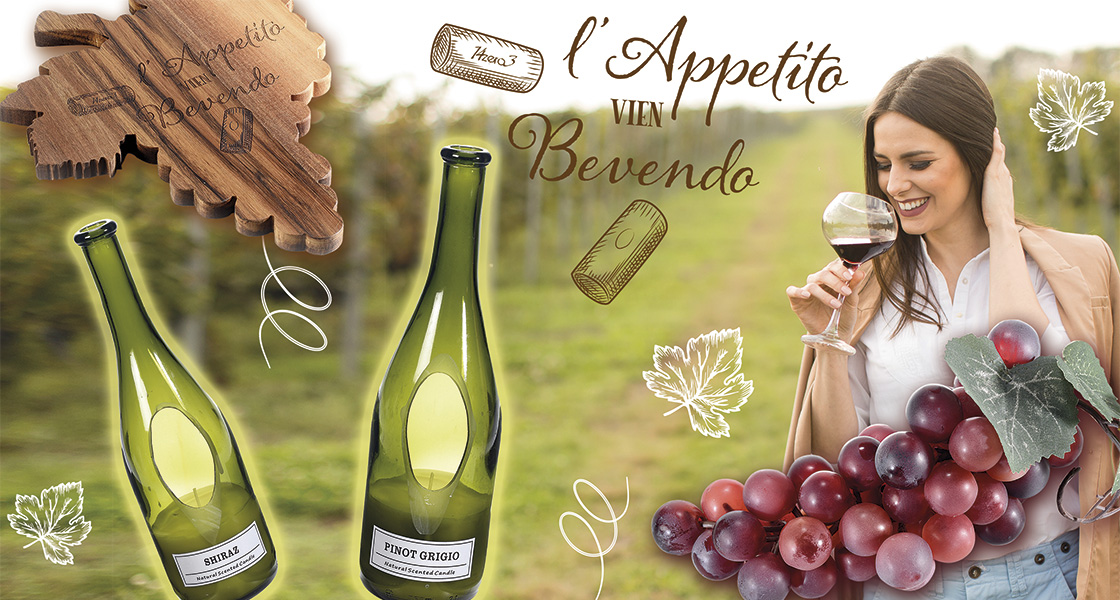 Artículos de regalo con temática de vino.