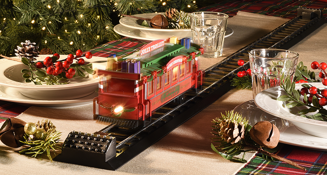 Christmas train with moving lights