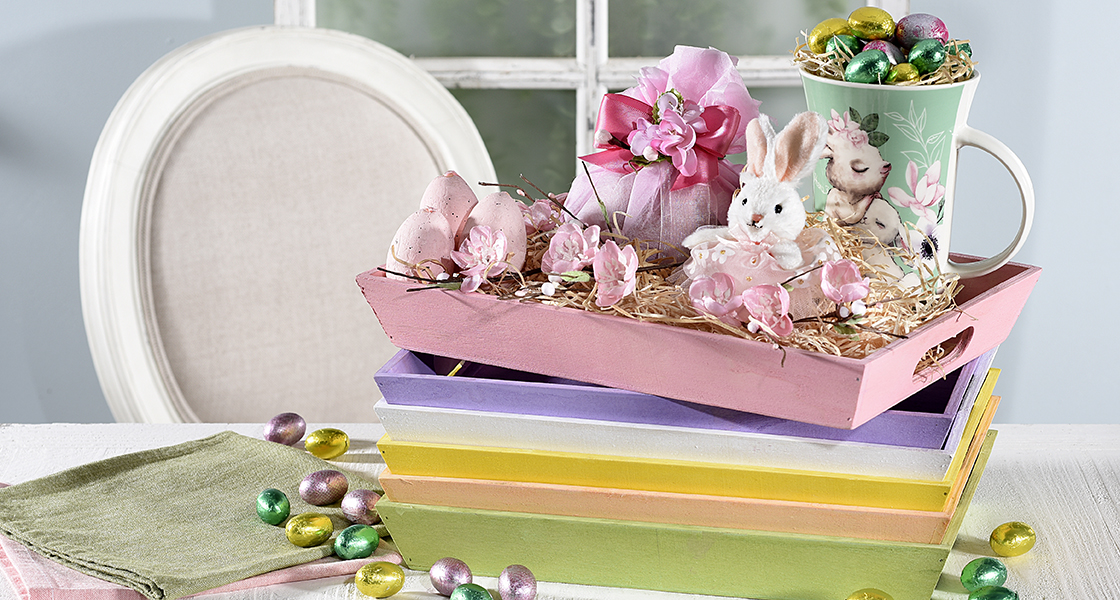 Easter gift baskets and trays