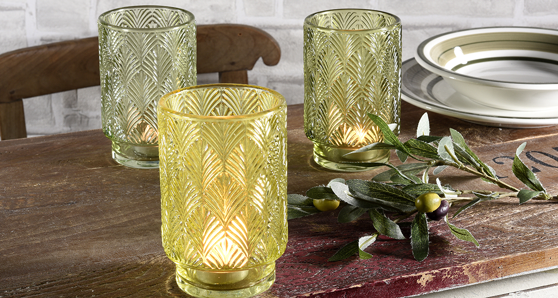 Home decor decorated glass candle holder